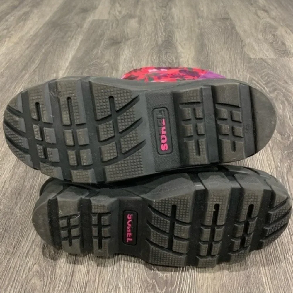Sorel Cub Purple Pink Floral Insulated Snow Boots